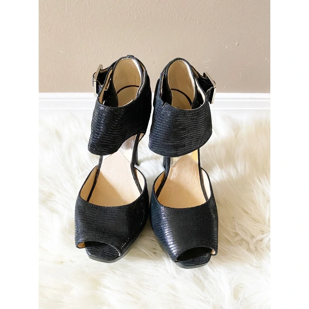 Michael Kors Black Leather Ankle Strap Heels - Picture 4 of 6